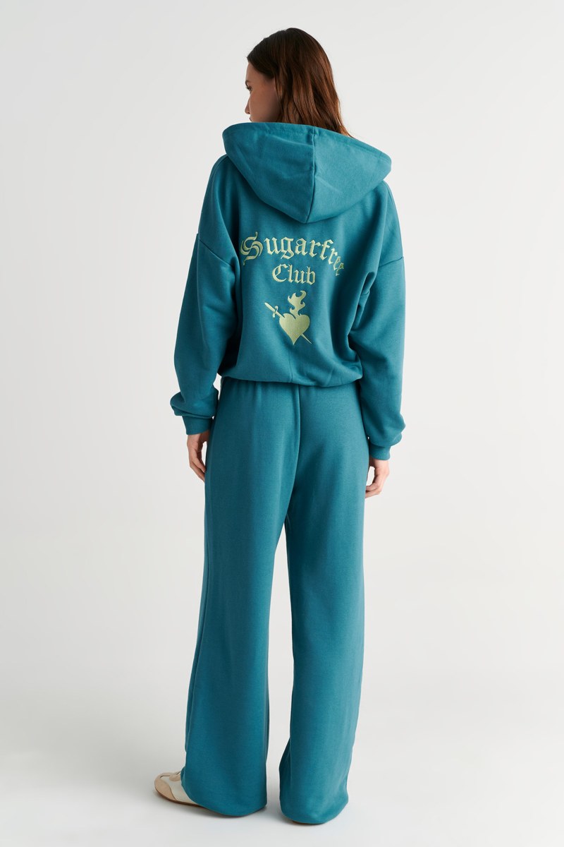 HIGH WAISTED FLARED COTTON PANTS WITH EMBROIDERED DETAIL-26811061-414