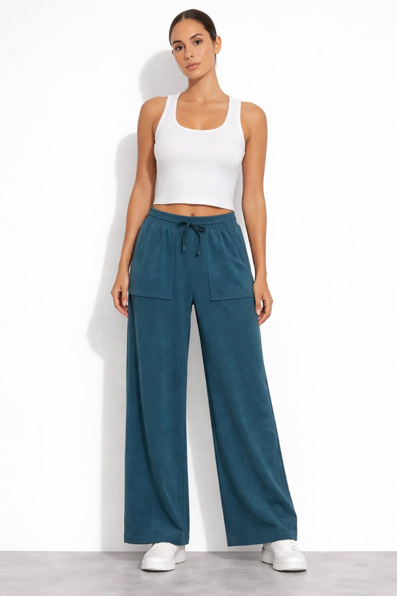 HIGH-WAISTED WIDE LEG TERRY PANTS-26811066-414