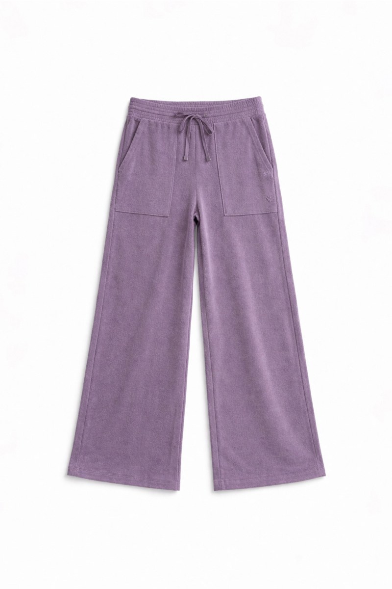 HIGH-WAISTED WIDE LEG TERRY PANTS-26811066-805
