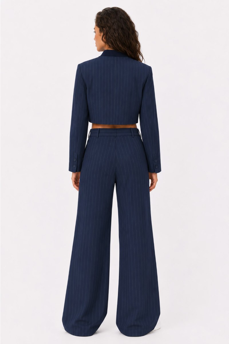 PINSTRIPED HIGH-WAISTED WIDE LEG PANTS-26811108-442