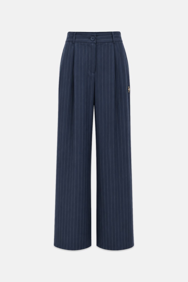 PINSTRIPED HIGH-WAISTED WIDE LEG PANTS-26811108-442