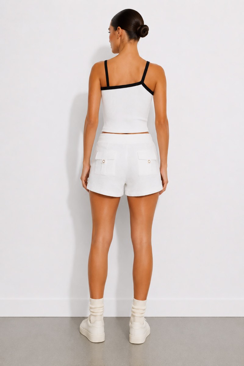 ASYMMETRIC RIBBED COTTON TOP WITH STRAPS-26812014-102