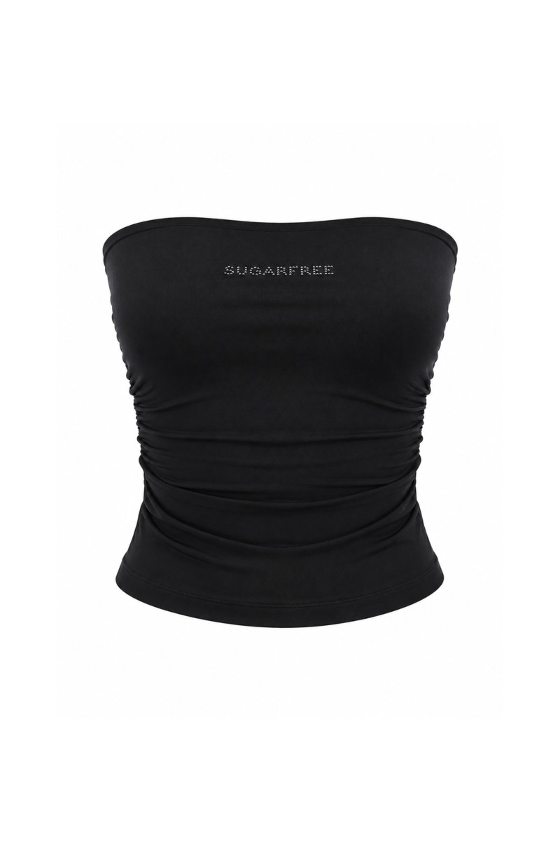 STRASS EMBELLISHED STRAPLESS MONOCHROME CROPPED TOP-26812030-110