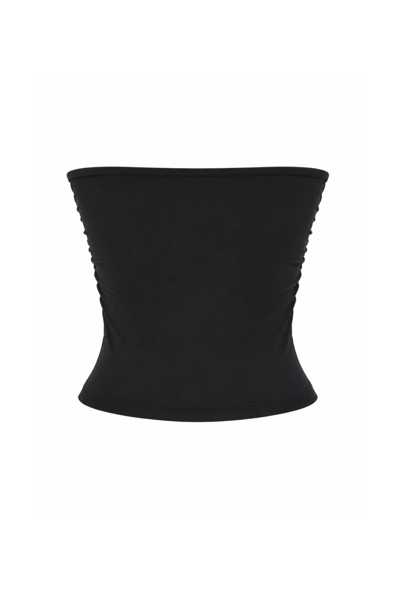 STRASS EMBELLISHED STRAPLESS MONOCHROME CROPPED TOP-26812030-110