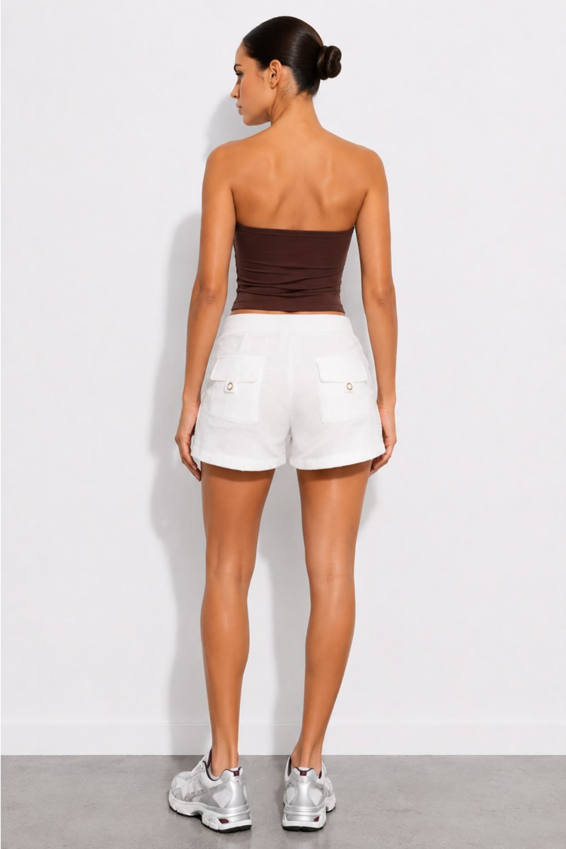 STRASS EMBELLISHED STRAPLESS MONOCHROME CROPPED TOP-26812030-322