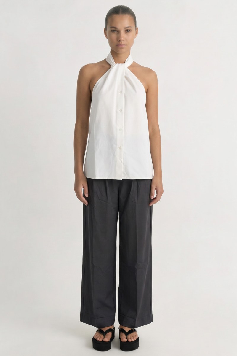 HALTER NECK SLEEVELESS SHIRT WITH OPEN BACK-26812034-102