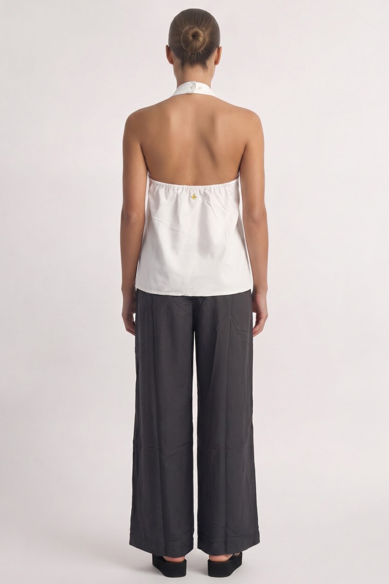 HALTER NECK SLEEVELESS SHIRT WITH OPEN BACK-26812034-102