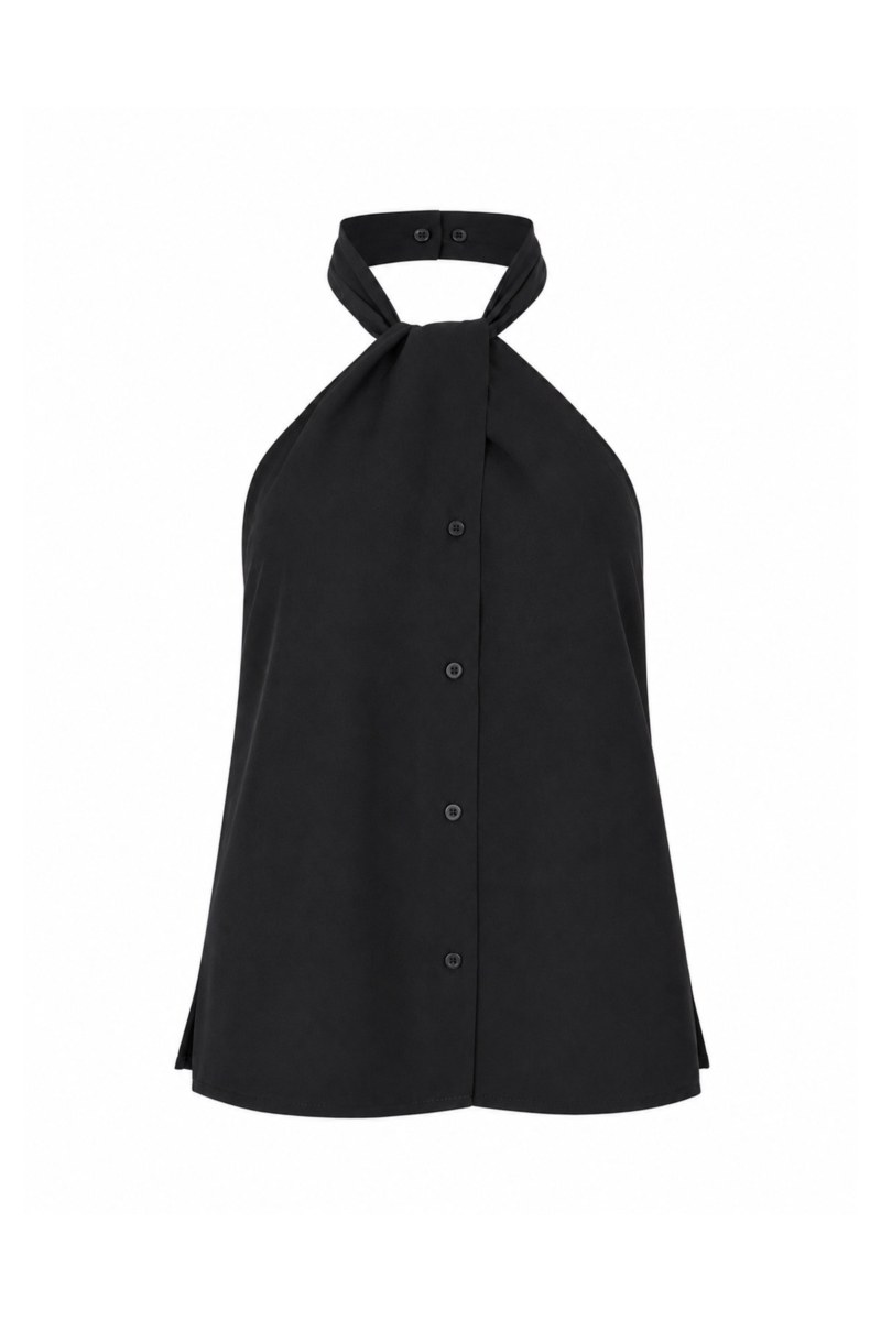 HALTER NECK SLEEVELESS SHIRT WITH OPEN BACK-26812034-110