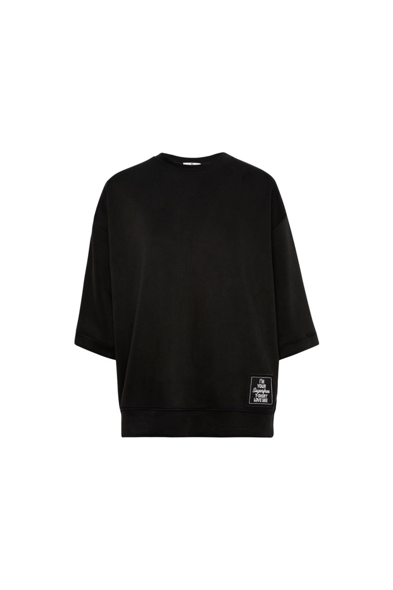 SOFT LIGHT TOUCH OVERSIZED SWEATSHIRT WITH 3/4 SLEEVES-26812043-110