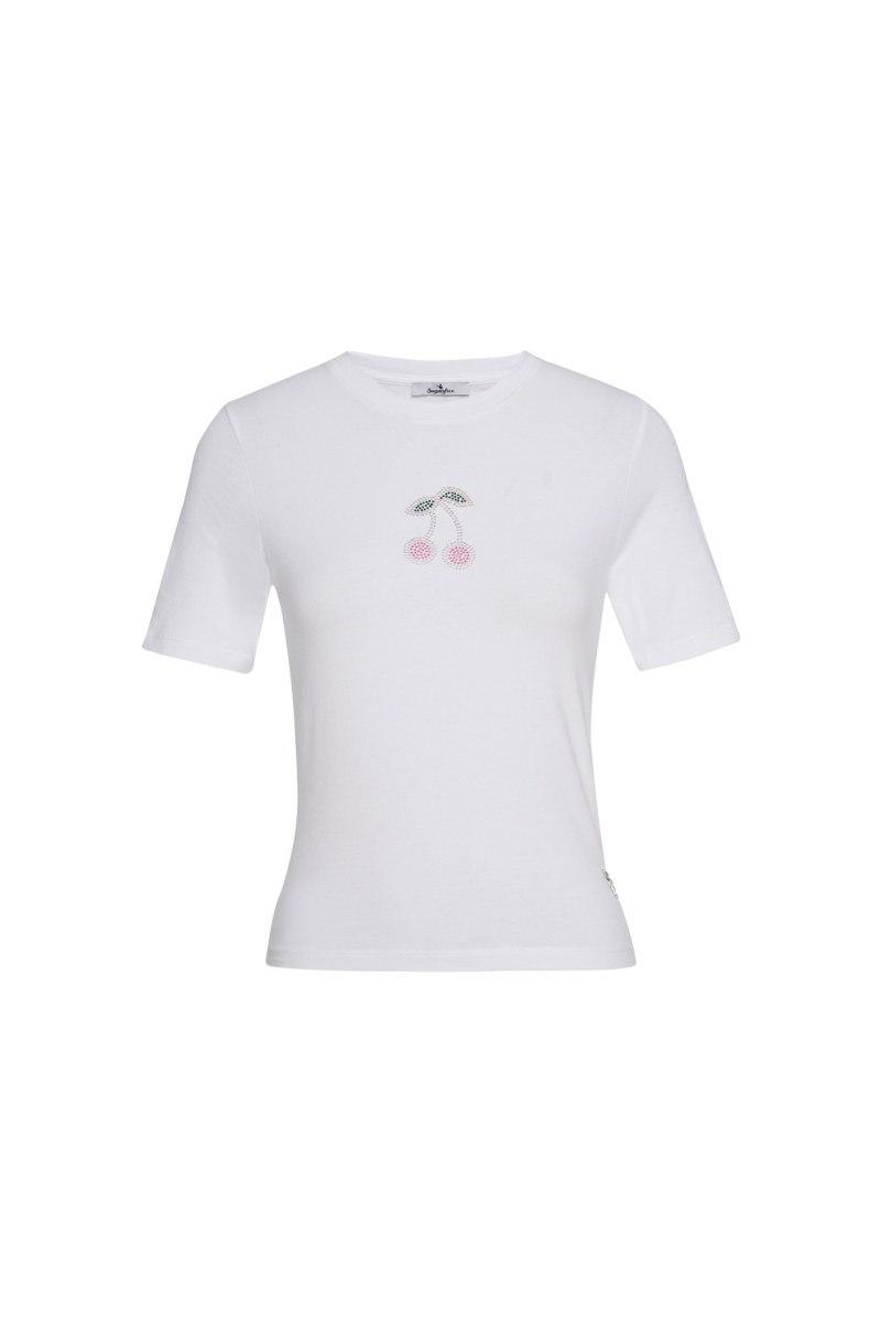 COLORFUL STRASS EMBELLISHED COTTON T-SHIRT-26812054-100