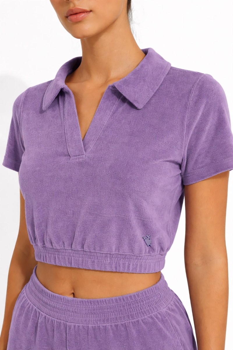 MONOCHROME CROPPED TERRY TOP WITH COLLAR-26812066-805