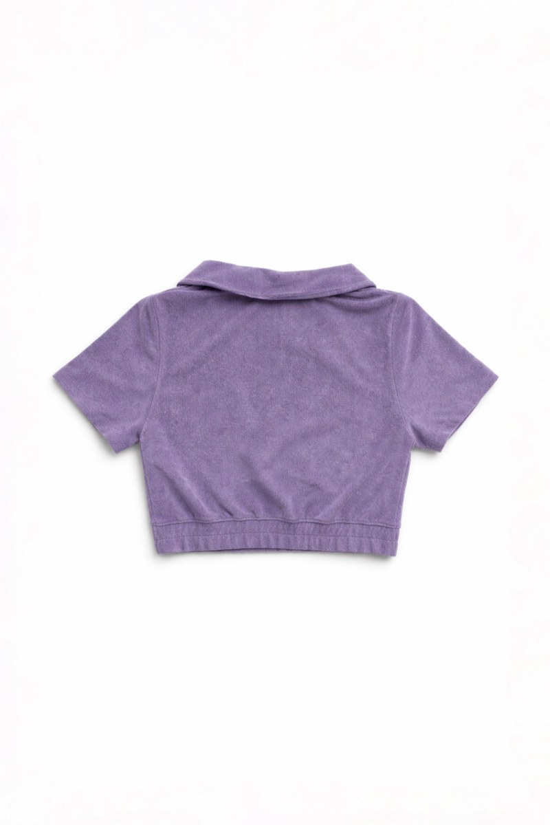 MONOCHROME CROPPED TERRY TOP WITH COLLAR-26812066-805