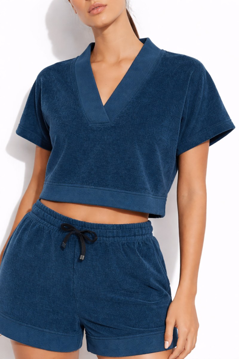 MONOCHROME TERRY TOP WITH 'V' NECKLINE-26812069-414