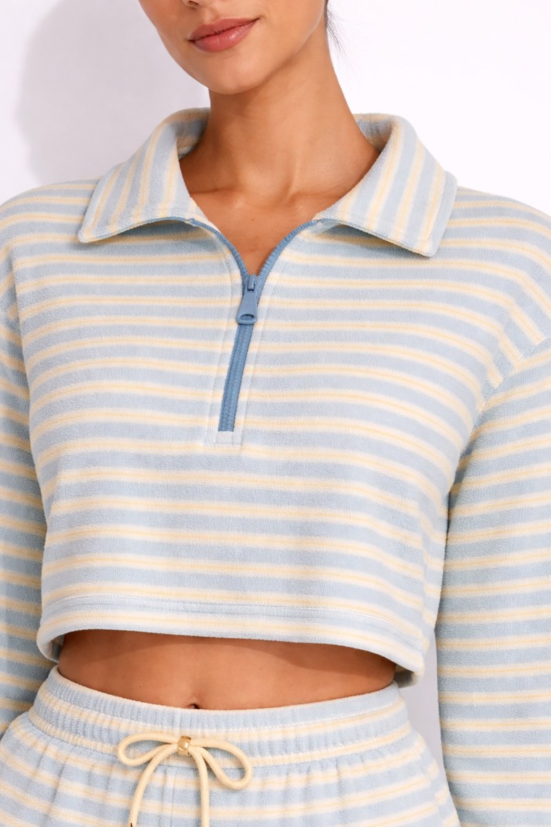 STRIPED POLO STYLE CROPPED TERRY TOP-26812072-987