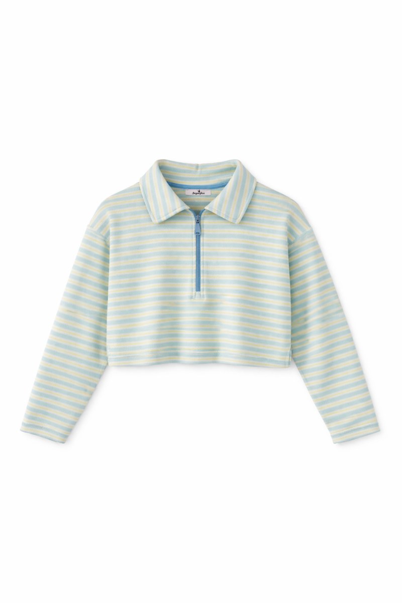 STRIPED POLO STYLE CROPPED TERRY TOP-26812072-987