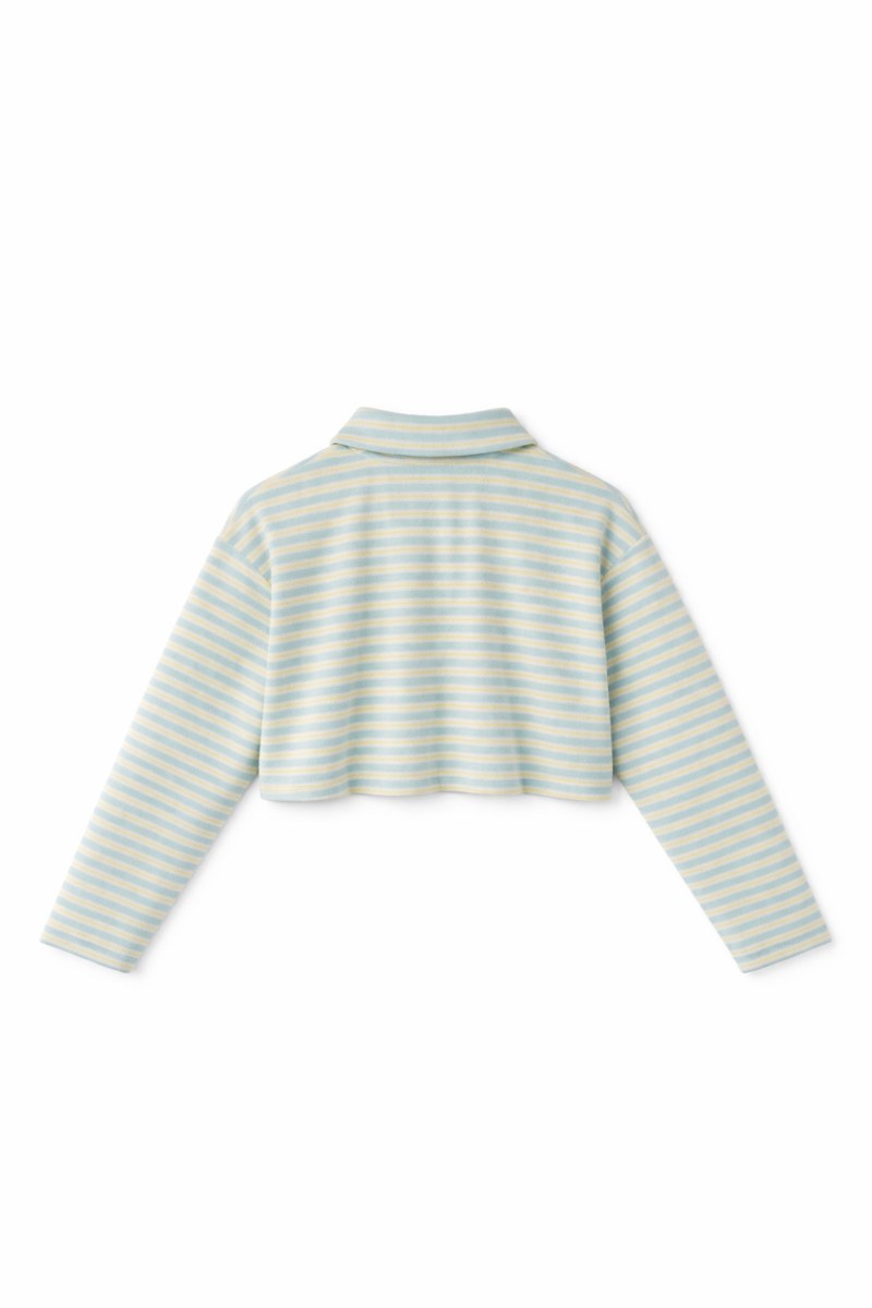 STRIPED POLO STYLE CROPPED TERRY TOP-26812072-987