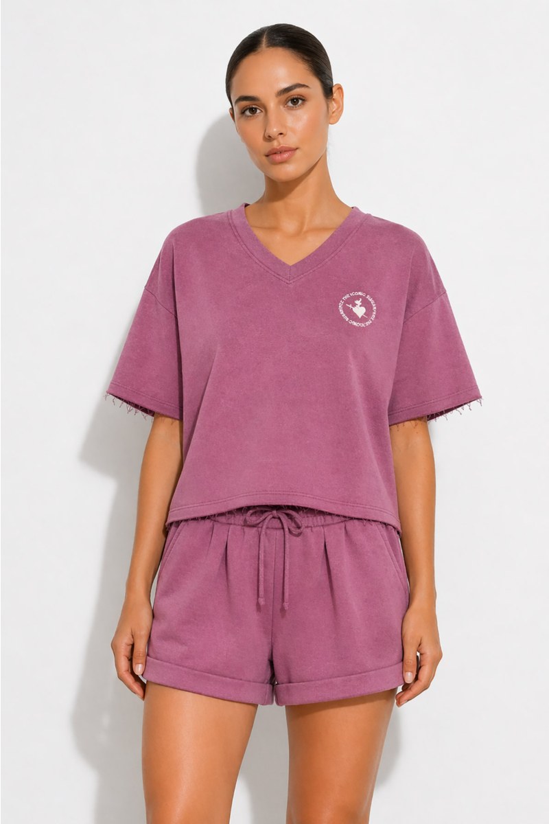 MONOCHROME COTTON TOP WITH 'V' NECKLINE-26812081-815