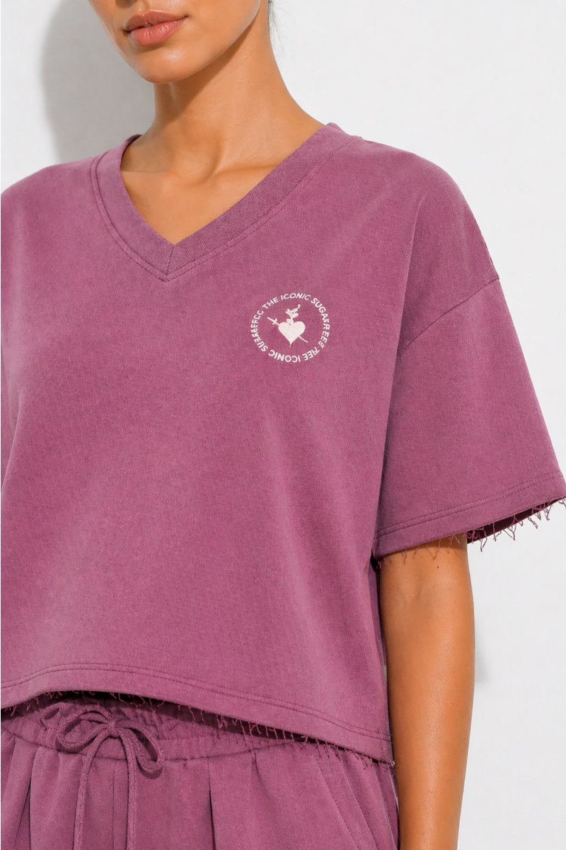 MONOCHROME COTTON TOP WITH 'V' NECKLINE-26812081-815