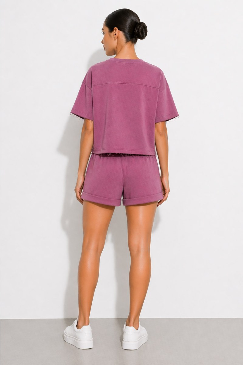 MONOCHROME COTTON TOP WITH 'V' NECKLINE-26812081-815