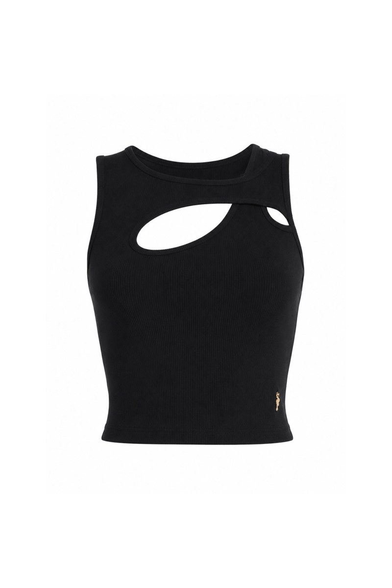 RIBBED COTTON CROP TOP WITH FRONT CUT-OUT DETAIL-26812091-110
