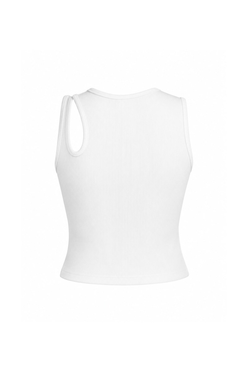 RIBBED COTTON CROP TOP WITH CUT-OUT AT ONE SHOULDER-26812098-102