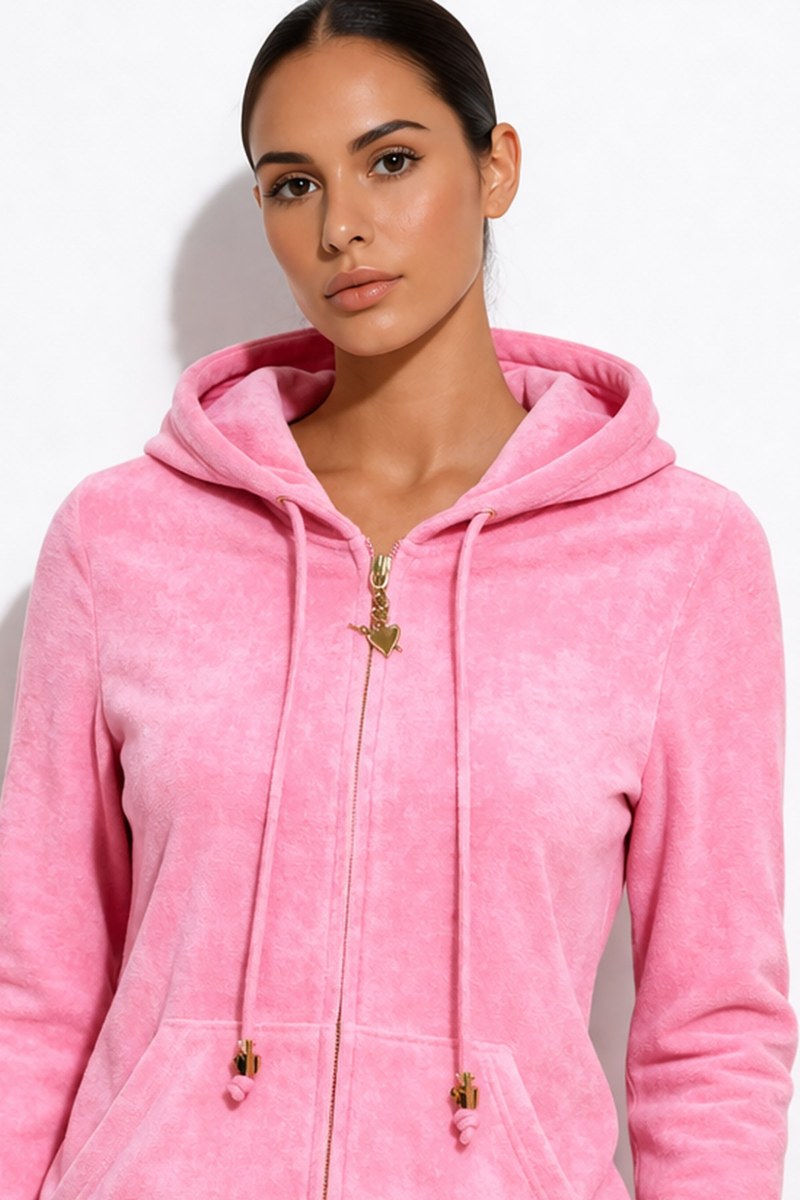 FASHION BASIC TERRY HOODED JACKET-26813001-727