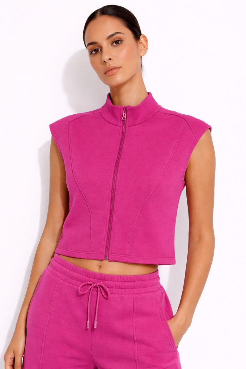 SOFT LIGHT TOUCH SLEEVELESS JACKET WITH COLLAR-26813018-720