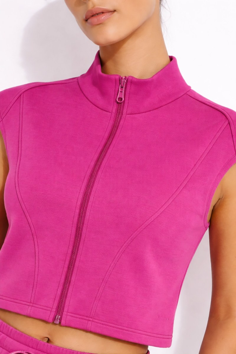 SOFT LIGHT TOUCH SLEEVELESS JACKET WITH COLLAR-26813018-720