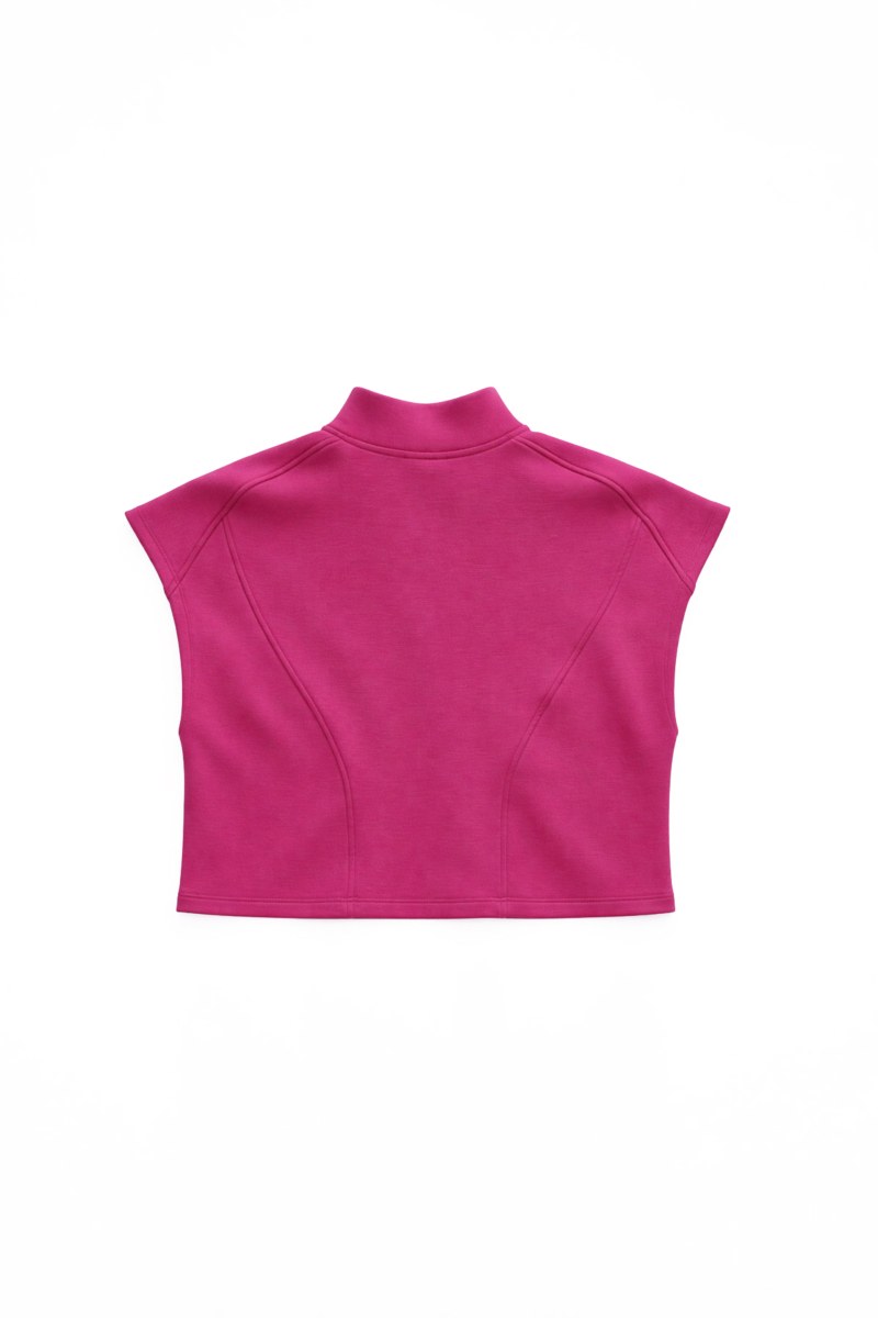 SOFT LIGHT TOUCH SLEEVELESS JACKET WITH COLLAR-26813018-720