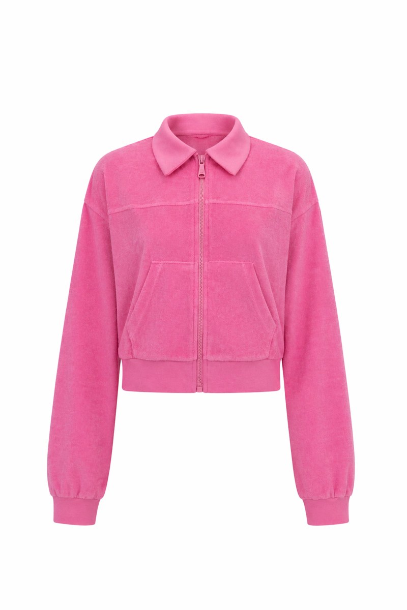 MONOCHROME TERRY CROPPED JACKET WITH COLLAR-26813069-727