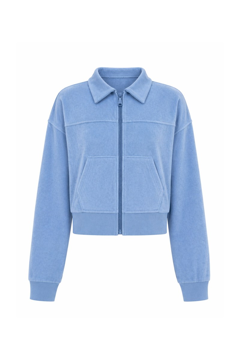 MONOCHROME TERRY CROPPED JACKET WITH COLLAR-26813069-987