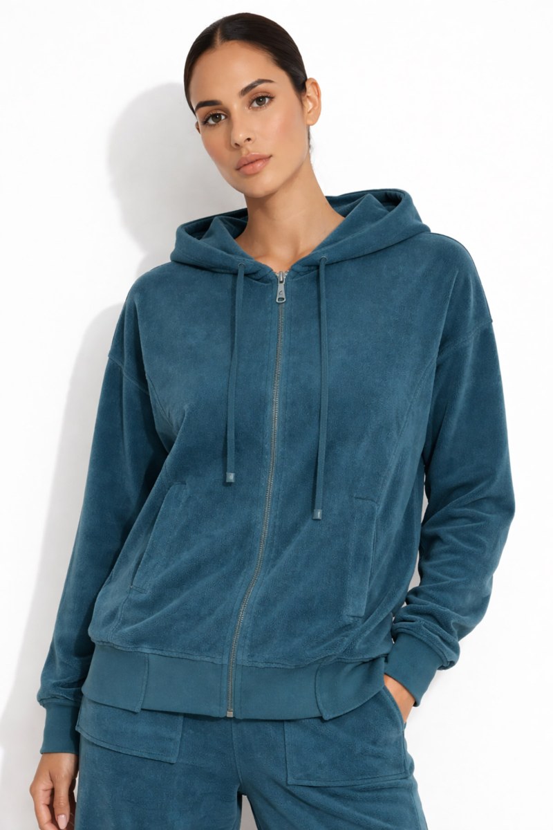 EMBOSSED PRINT OVERSIZED TERRY HOODED JACKET-26813070-414