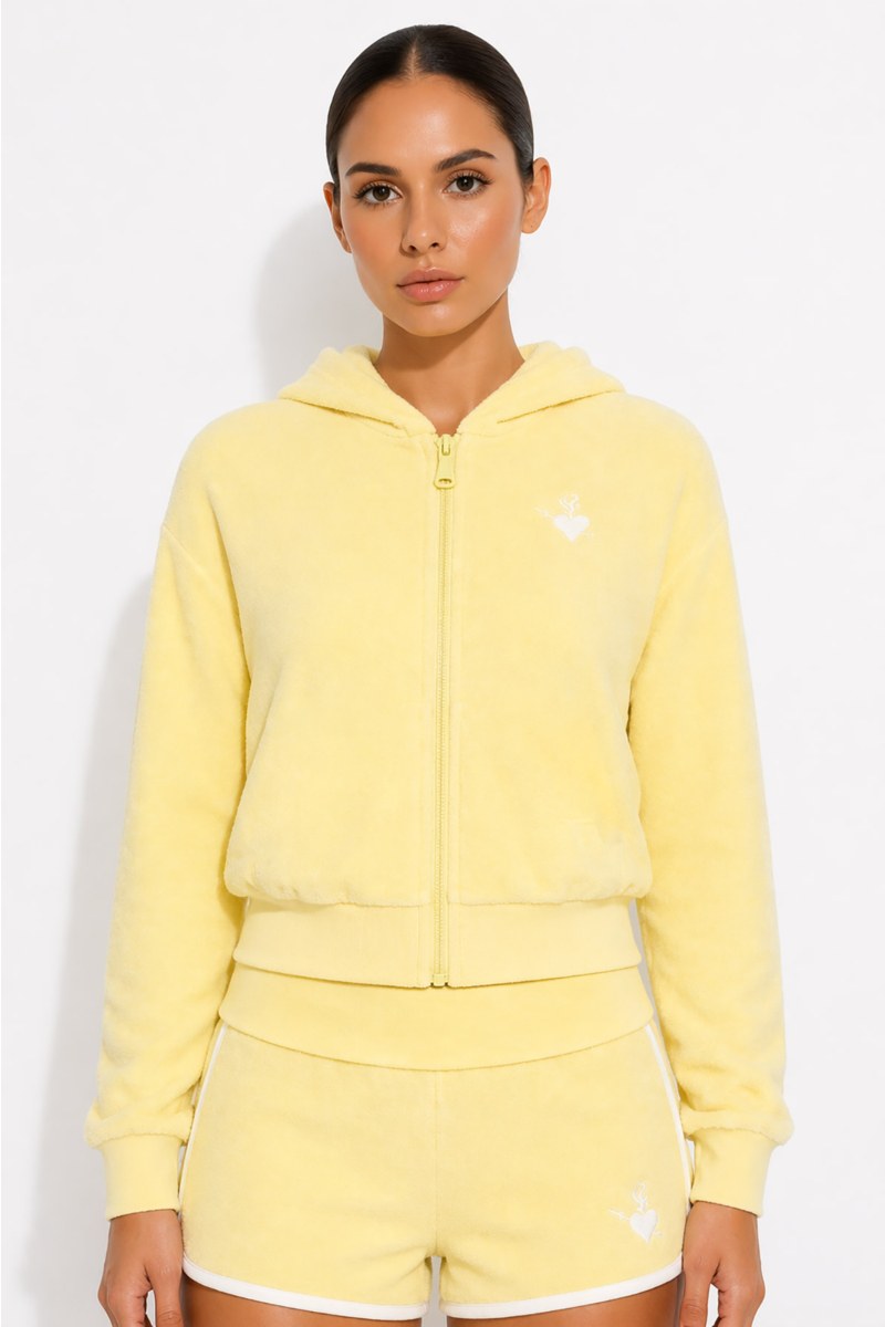 CROPPED HOODED TERRY JACKET-26813071-605