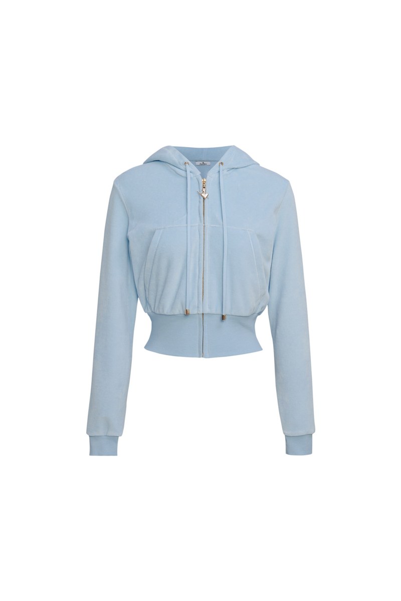 CROPPED HOODED VELOUR JACKET-26813073-448