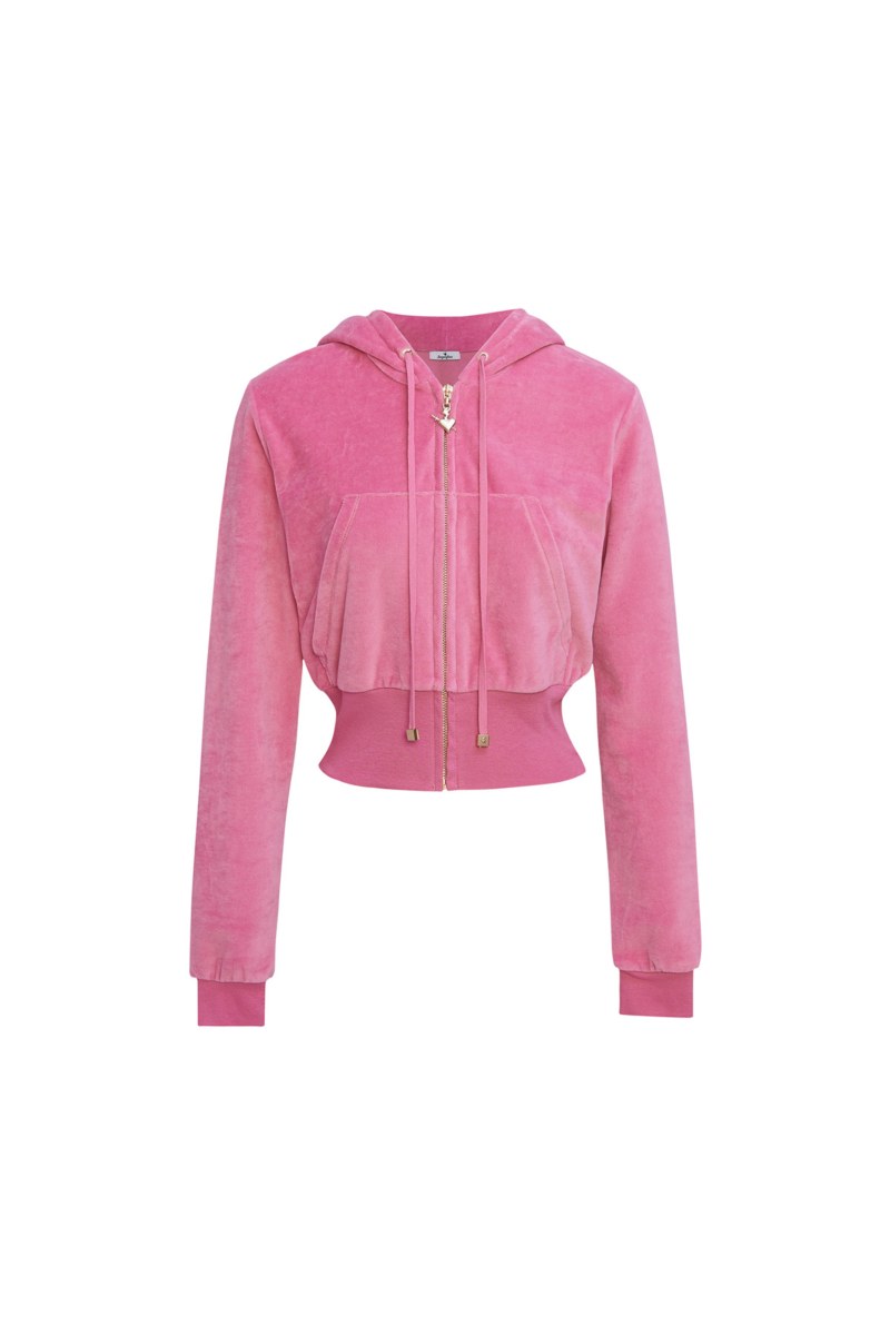 CROPPED HOODED VELOUR JACKET-26813073-720