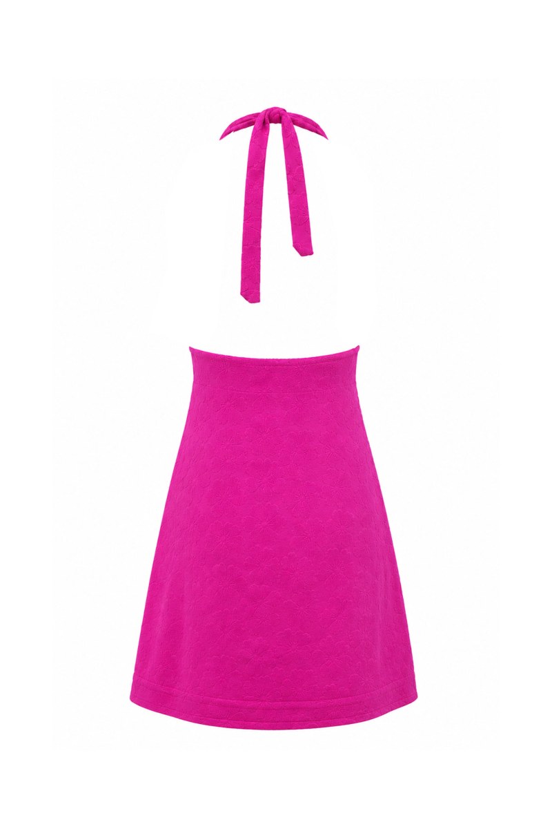 TEXTURED MINI DRESS WITH HALTER NECK-26814030-717