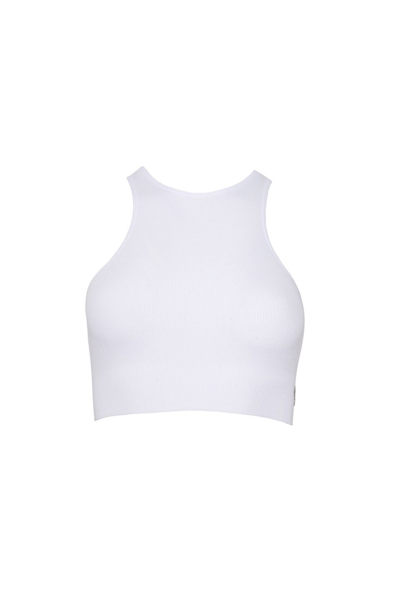 SEAMLESS HALTERNECK RIBBED CROPPED TOP-26818010-100