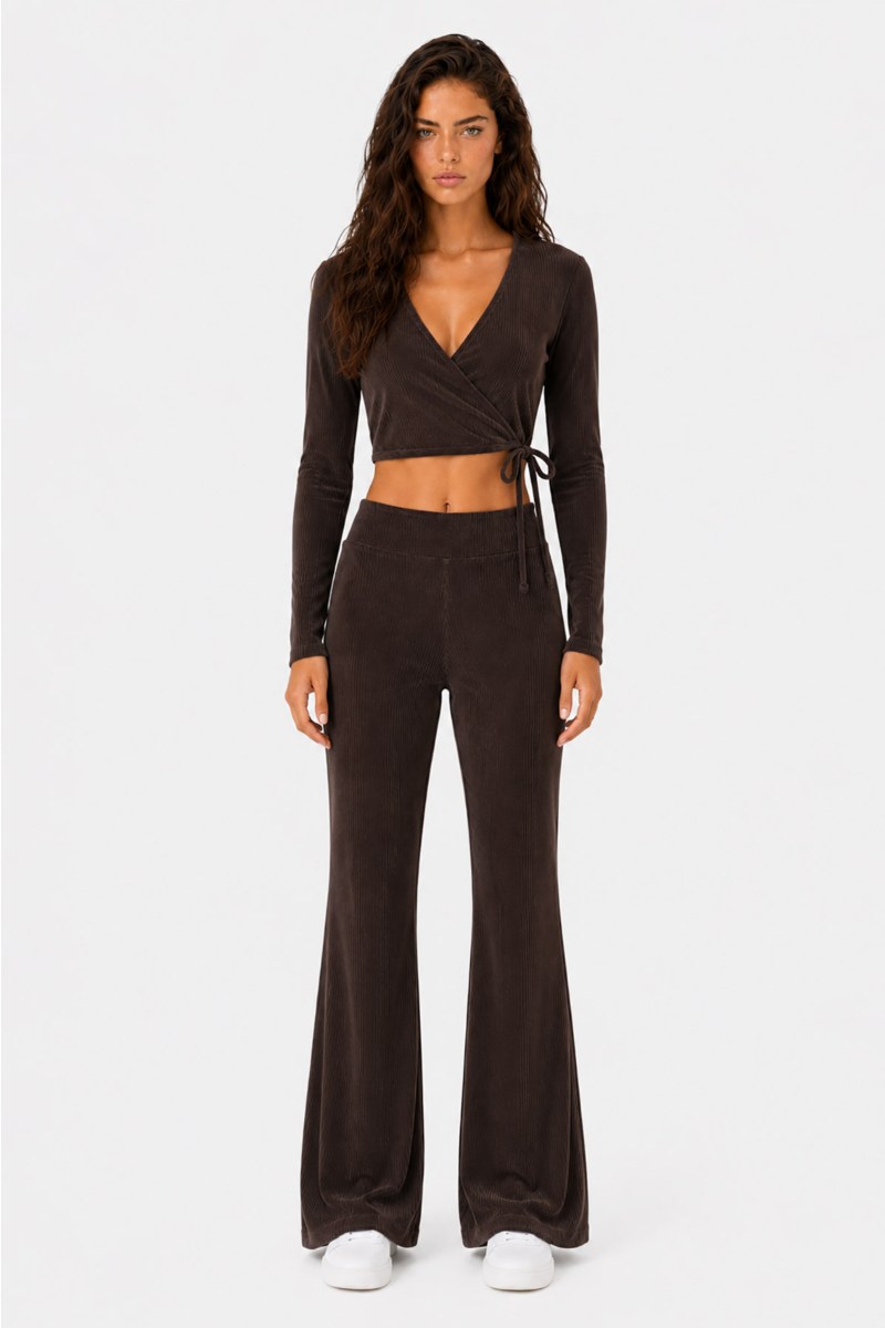 FLARED HIGH WAISTED CORDUROY PANTS-26831064-324