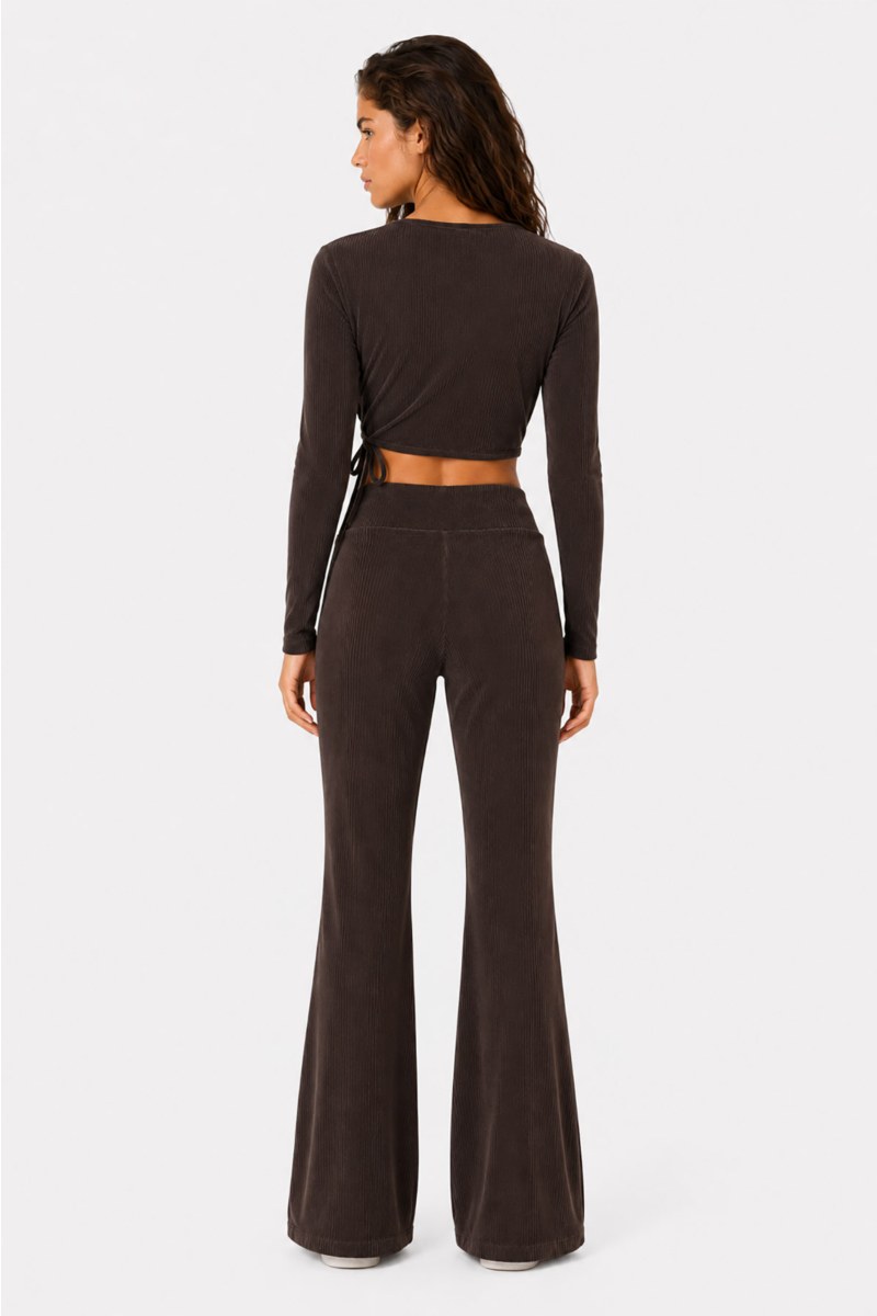 FLARED HIGH WAISTED CORDUROY PANTS-26831064-324