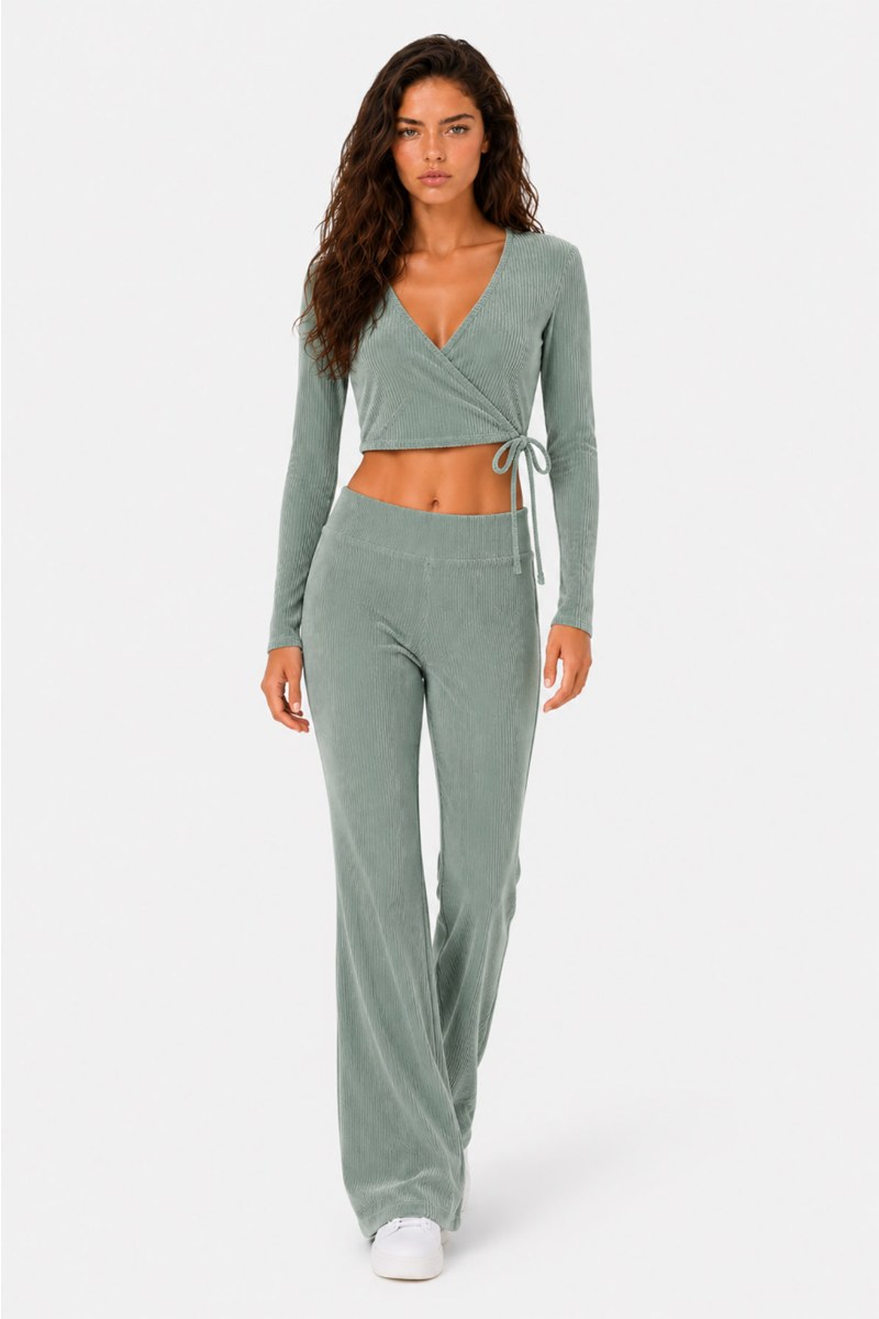 FLARED HIGH WAISTED CORDUROY PANTS-26831064-914