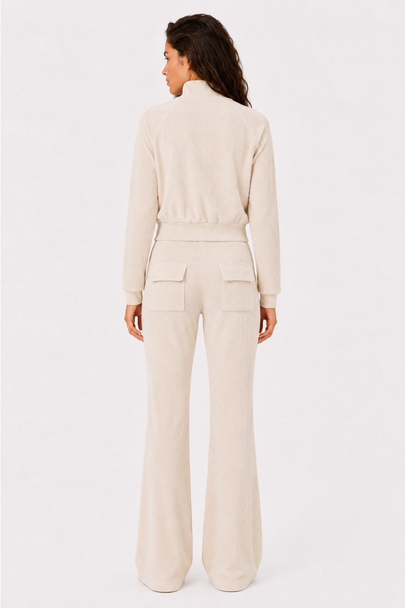 FLARED HIGH WAISTED CORDUROY PANTS-26831065-103