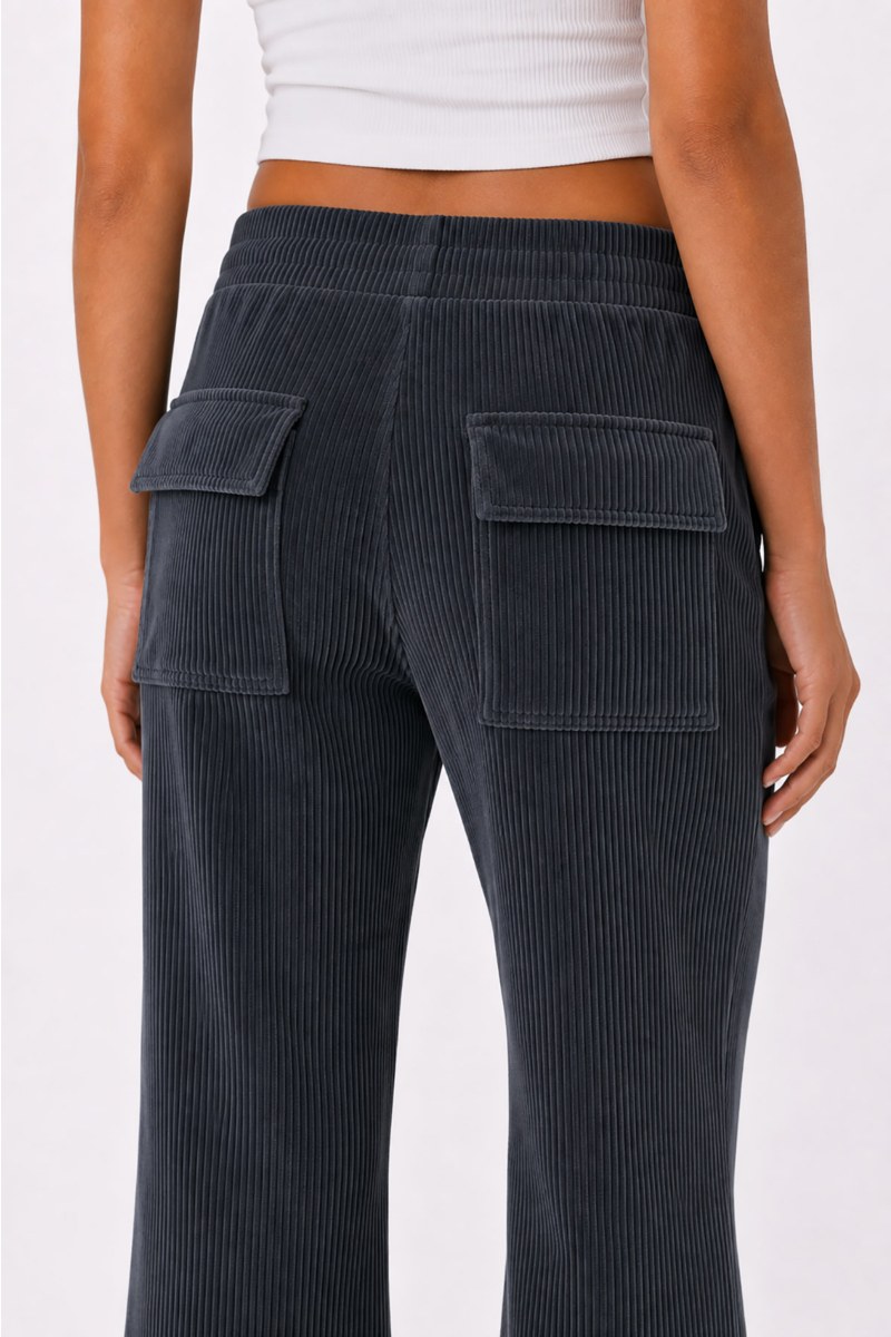 FLARED HIGH WAISTED CORDUROY PANTS-26831065-995