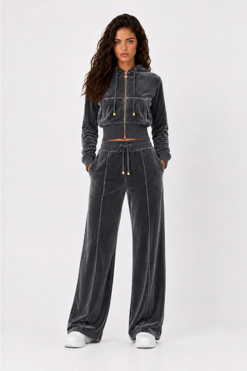 HIGH WAISTED VELOUR PANTS WITH OUTER SEAM-26831073-842