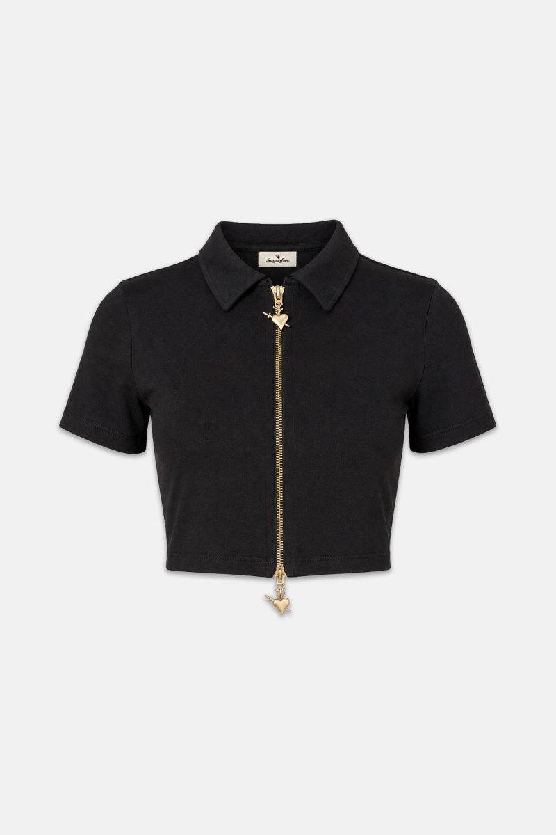 POLO STYLE COTTON CROPPED TOP-26832050-110