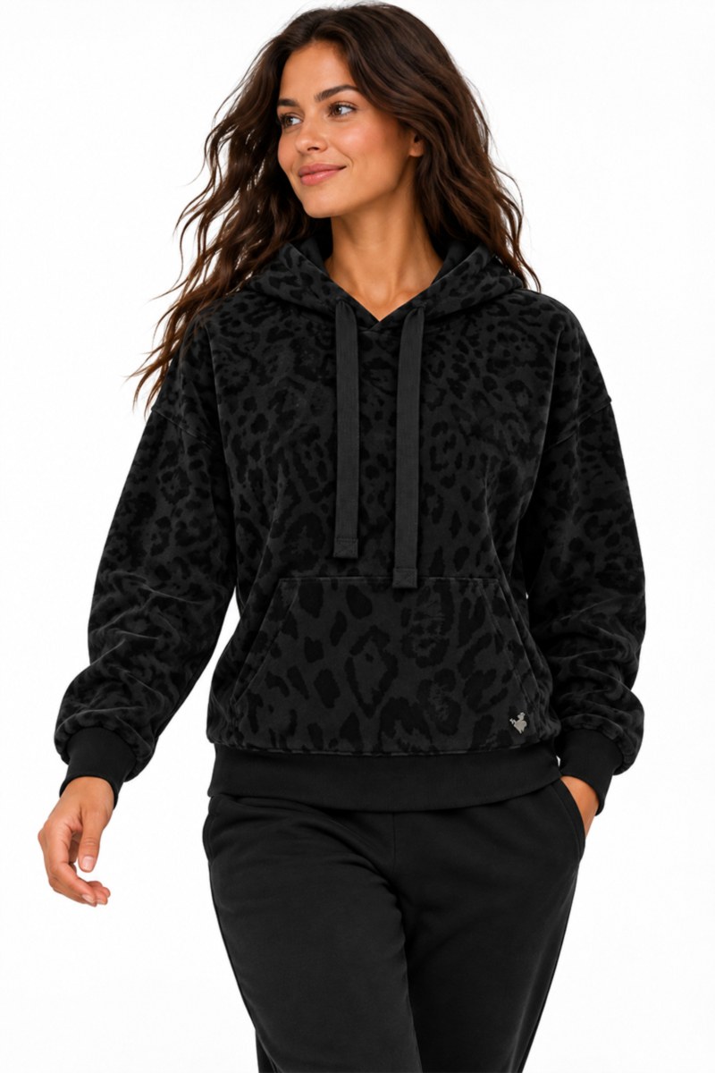 LEOPARD PRINTED OVERSIZED LONG-SLEEVED HOODIE SWEATSHIRT-26832141-110