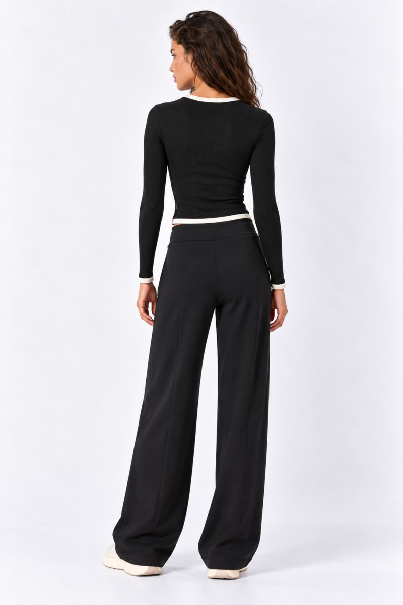 TWO-TONE LONG SLEEVED COTTON RIBBED TOP-26832154-110