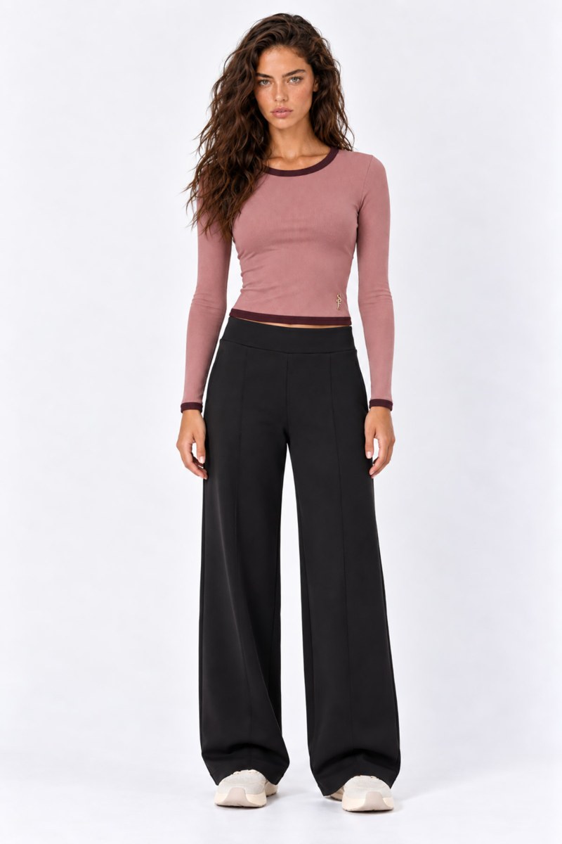 TWO-TONE LONG SLEEVED COTTON RIBBED TOP-26832154-720