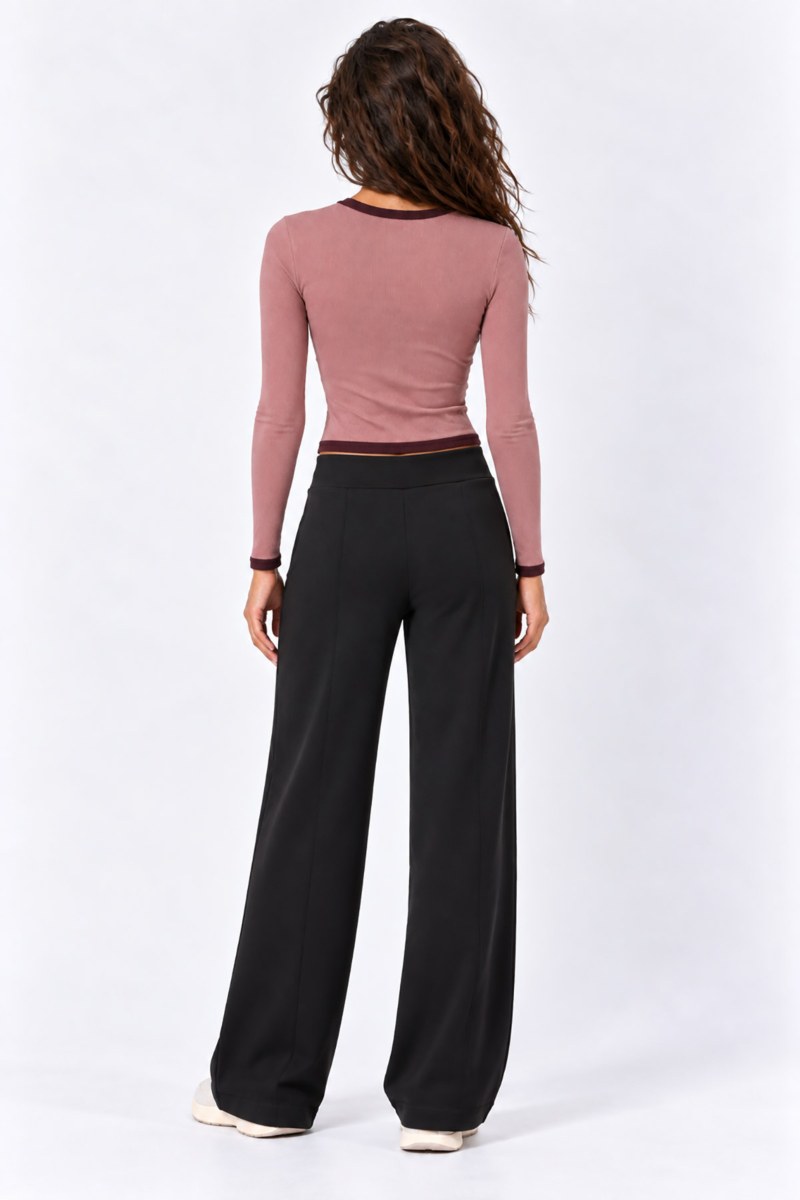 TWO-TONE LONG SLEEVED COTTON RIBBED TOP-26832154-720