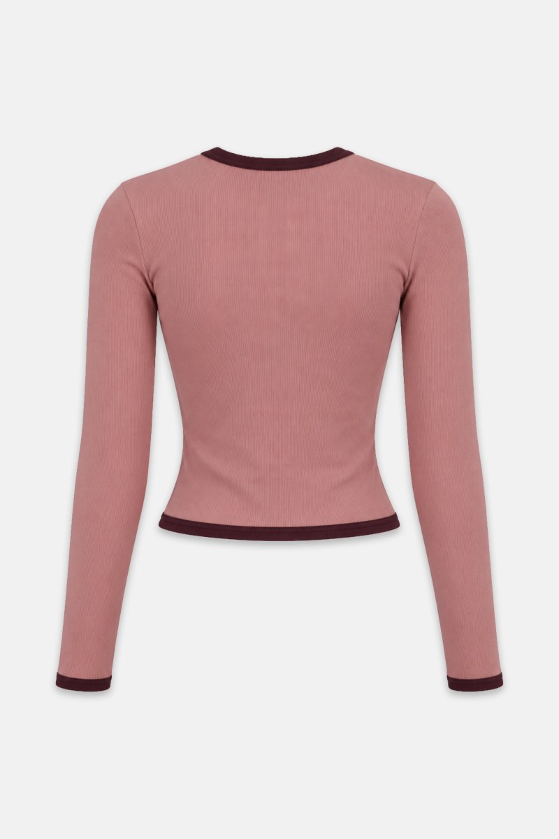 TWO-TONE LONG SLEEVED COTTON RIBBED TOP-26832154-720