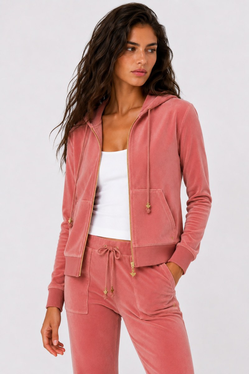 FASHION BASIC VELOUR HOODED JACKET-26833000-719